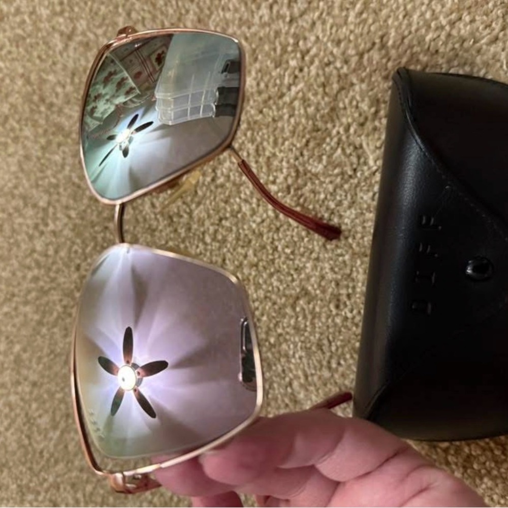 Diff Square Pink Mirrored Sunglasses With Black C… - image 2